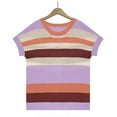 thumbnail image 4 of FJUCHAI Women's Short Sleeve Knit T Shirts Crew Neck T Shirts New Patchwork Striped Casual Loose Striped Pullover Sweater Tops, 4 of 9