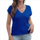 thumbnail image 2 of Suéter de Cuello en V para Mujer, Chaleco de Punto Acanalado, Informal, con Mangas , Corte Holgado, Ropa de Otoño. Azul Real M, 2 of 8