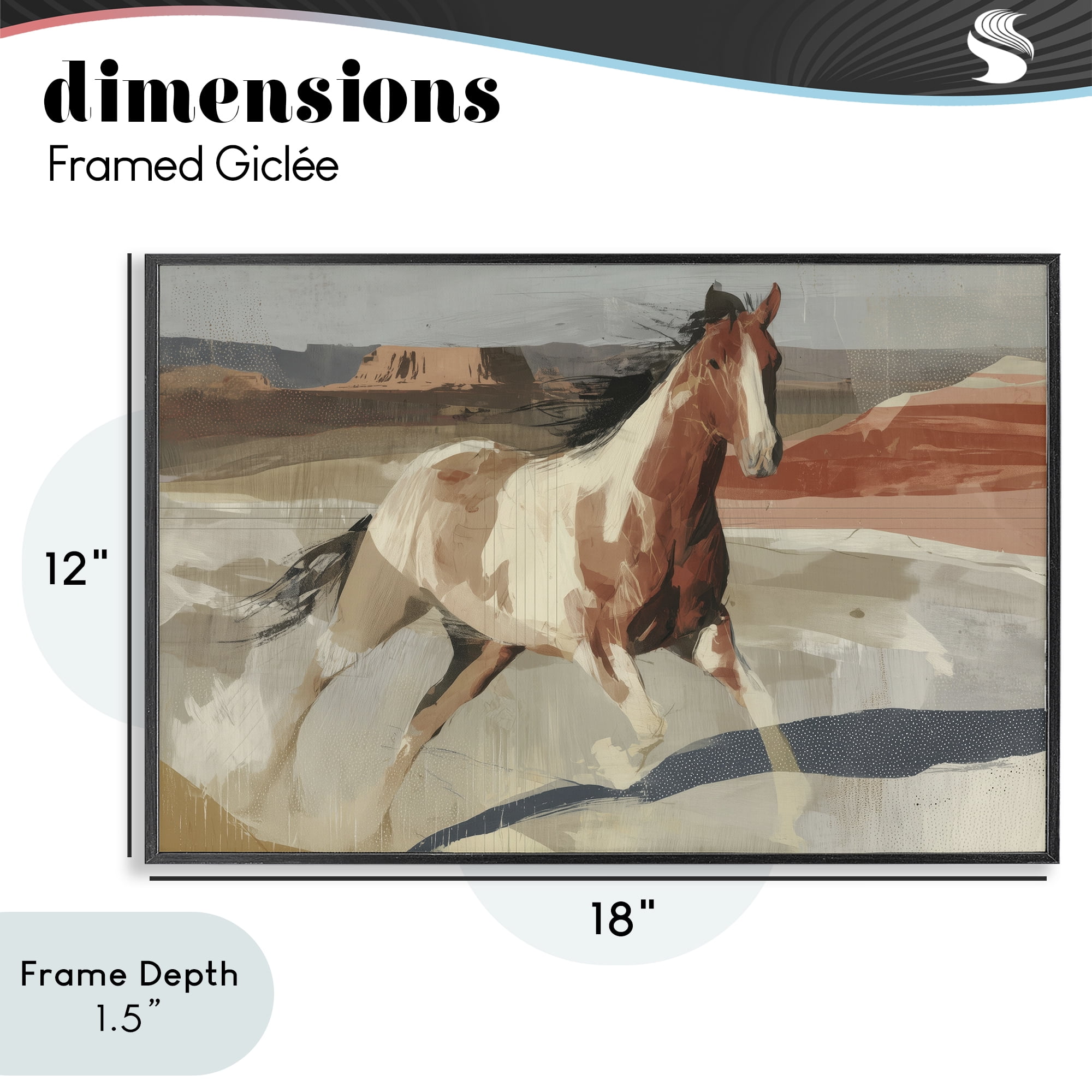 Stupell Industries Wild Horse Across Plains Black Framed Giclee Art, design by Chromatic Storm Studio