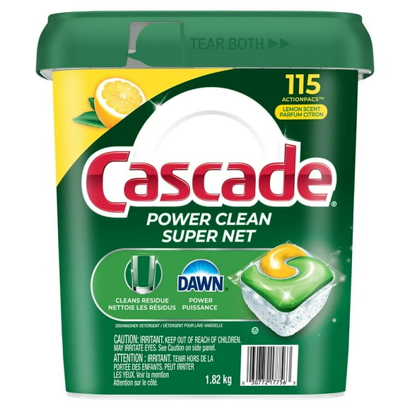 Cascade Power Clean Dishwasher Detergent ActionPacs, 115-count
