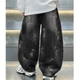 thumbnail image 4 of WMQPNNS Boys Jeans Kids Fashion Baggy Elastic Waist Straight Leg Denim Pants Casual Loose Streetwear with Pockets, Size 9-10 Years, lz1-Black, 4 of 8