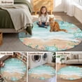 thumbnail image 6 of Summer Starfish Coral Round Living Room Rugs 3.3 ft, Watercolor Seaweed Ocean Beach Washable Area Rug with Non-Slip Sturdy Edge Binding Round Front Door Mat Floor Carpet for Entryway, 6 of 9