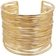 thumbnail image 3 of Gold Plated Long Hollow Layered Multicyclic Wire Wrap Cuff Bracelets Punk Geometric Wide Refacing Polish Glossy Open Adjustable Wrist Bangle for Women Girls Cool Jewelry, 3 of 7