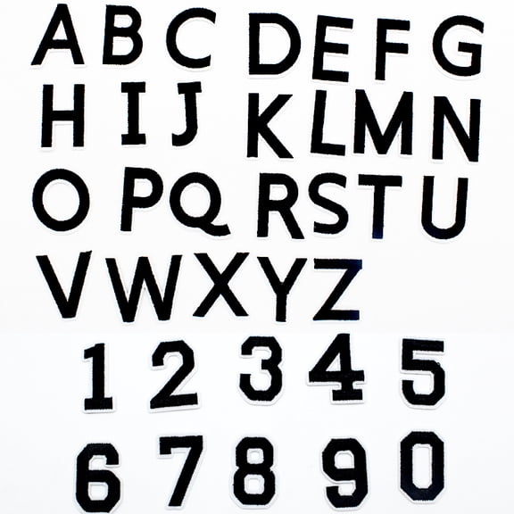 Hanmun 72 Pieces Iron on Letters and Numbers Patches for Clothes Hat Socks DIY Accessories Black