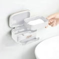 thumbnail image 1 of Jabonera con desagüe y tapa para pared, ideal para ducha, baño, bañera y fregadero. Mantiene el jabón seco y resistente al agua (blanco)., 1 of 5