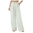 thumbnail image 3 of Duqingm Loose Pants for Women Women's Striped Pants Spring Summer 2026 Comfy Pajama Pants High Waist Wide Leg Lounge Pants Lightweight PJ Bottoms Light Green,3XL, 3 of 7