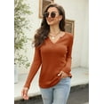 thumbnail image 3 of Sherrylily Women Waffle Knit Henley Tops Casual Long Sleeve V Neck Pullover XS-XL, 3 of 6