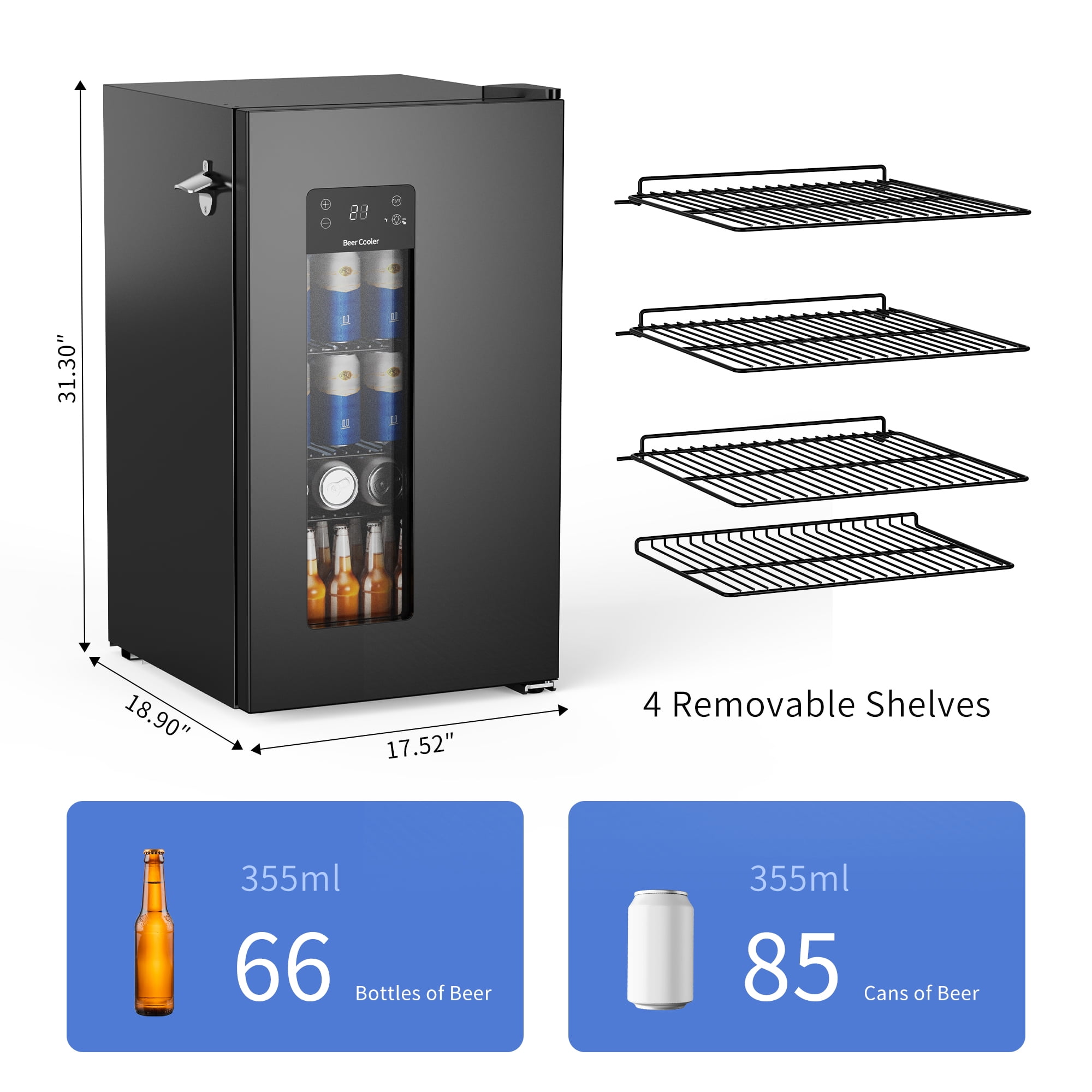 Northair 21°F Beer Fridge for Soccer Season, Ultra-Cold Beer Refrigerator with Glass Door for Home Bars, Watch Parties and Game Day Celebrations