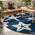 thumbnail image 3 of Round Area Rugs Collection 7 Ft, Navy Blue Starfish Coastal Non-Slip Residential Carpet, Nautical Summer Ocean Abstract Art Indoor Crawling Mats Runner Rugs for Living Room/Dining Room/Bedroom, 3 of 9