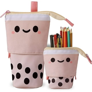 Cute Boba Pencil Case, Pen Makeup Pouch Box Bag Organizer Holder Stuff,  Great Gift for Teens Adult Girls Kids, Easy Clean and Use 