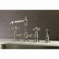 thumbnail image 4 of Kingston Brass KS7276AXBS English Country 8" Bridge Kitchen Faucet with Sprayer, Polished Nickel, 4 of 5
