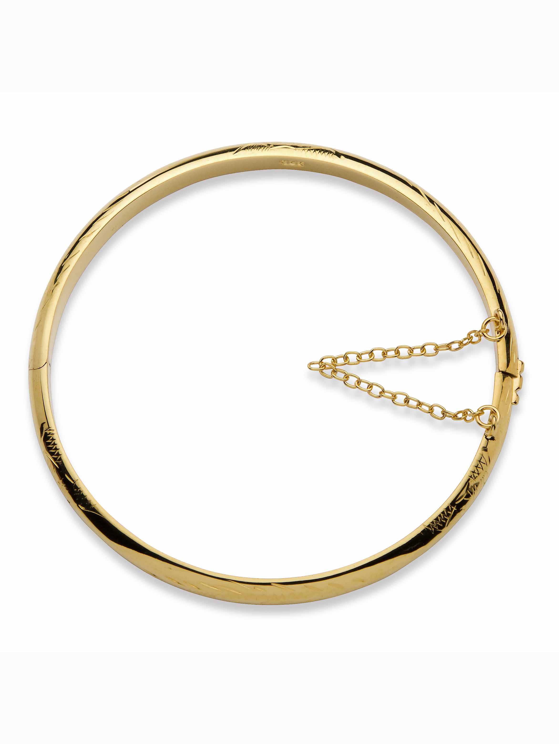 PalmBeach Jewelry Etched Bangle Bracelet in 18k Yellow Gold Over .925 Sterling Silver 7" Length