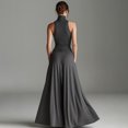 thumbnail image 6 of Hulanddfd Women's Set Sleeveless High-Neck Top and Skirt Solid Two-Piece Set Gray Size L, 6 of 7