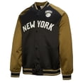 thumbnail image 2 of Men's Mitchell & Ness Olive/Black New York Knicks Clutch Satin Raglan Full-Snap Jacket, 2 of 7