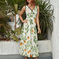 thumbnail image 6 of Orange Blossoms Leafy Pattern Cheerful Dress Fashion Boho Beach Long Dresses Female Party Printed Maxi Dress, 6 of 9