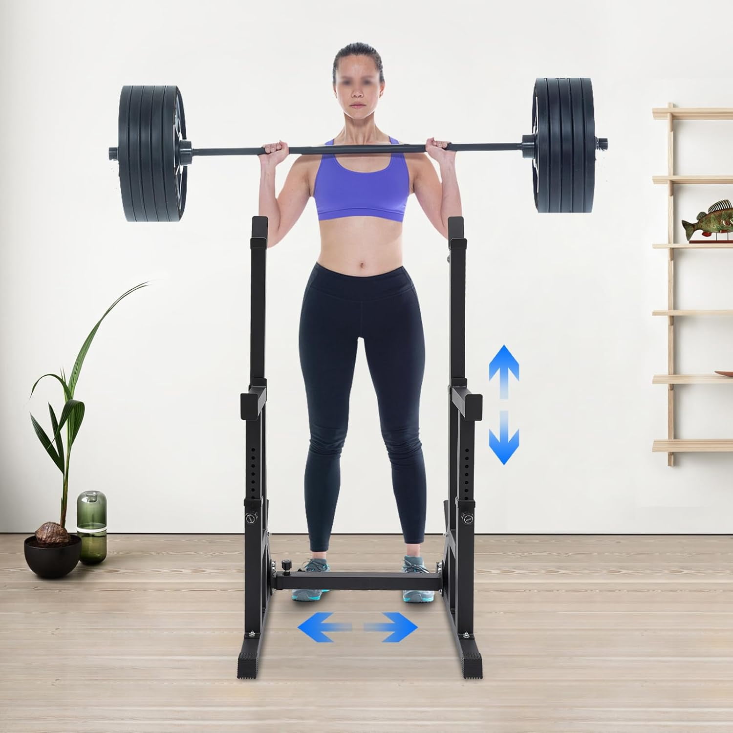 Adjustable Barbell Rack, Multi-function Barbell Rack,Squat Rack Stand, Barbell Rack for  Press,Weight Lifting Rack for Home Gym Strength Training Fitness Workout, Max Load 550LBS