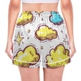 thumbnail image 3 of Women's Satin Pajama Shorts Clouds and Stars Drawn with Pockets, Elastic Waist Sleep Lounge Shorts, 3 of 7