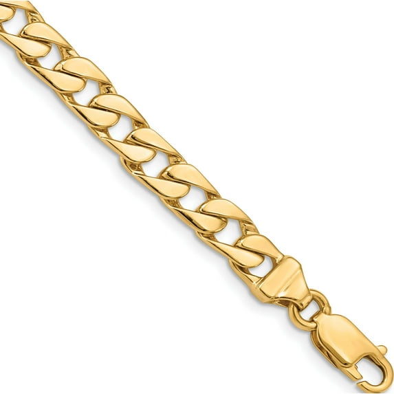 14K Yellow Gold 6.5mm Hand-Polished Fancy Link Bracelet (8 X 6.5) Made In Peru lk147-8