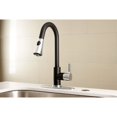 thumbnail image 2 of Kingston Brass LS8727CTL Robinet de Cuisine à Poignée Unique avec Pulvérisateur Rétractable, Noir Mat/chrome Poli, 2 of 3