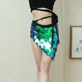 thumbnail image 5 of HNMKIU Women's Sparkly Sequin Mini Skirt with Adjustable Lace-Up Waist for Party Nights Green,S, 5 of 6