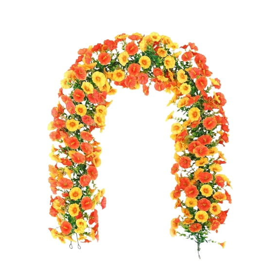 71in Orange Yellow Fall Artificial Flower Garland,Flexible Autumn Floral Vine Swag, Halloween Thanksgiving Decorations,Indoor Outdoor Mantel Stair Front Door Porch Farmhouse Table Wall Decor Supplies