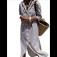 thumbnail image 1 of Vestido Camisero Informal para Mujer, con Solapa, 3/4, Cuello Abotonado, Abertura y Lazo, Vestido Maxi Estilo Resort. Marrón S, 1 of 8