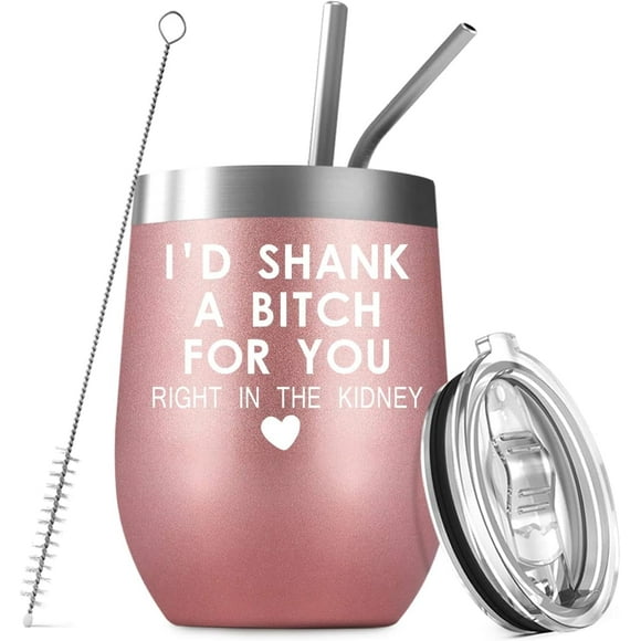 Best Friend, Friendship Gifts for Women, Birthday Gifts for Friends, Sister, Funny Valentines, Galentines Day Gifts for Women, BFF, Bestie - 12 oz Wine Tumbler