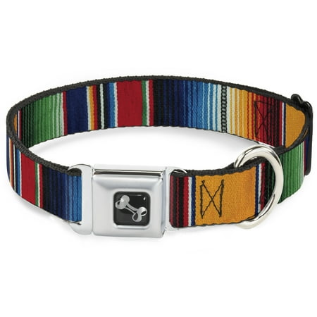 UPC: 0700146362788 | Buckle-Down Pet Collar  Dog Collar Metal Seatbelt Buckle  Zarape Vertical Multi Color Stripe  15 to 24 Inches 1.0 Inch Wide