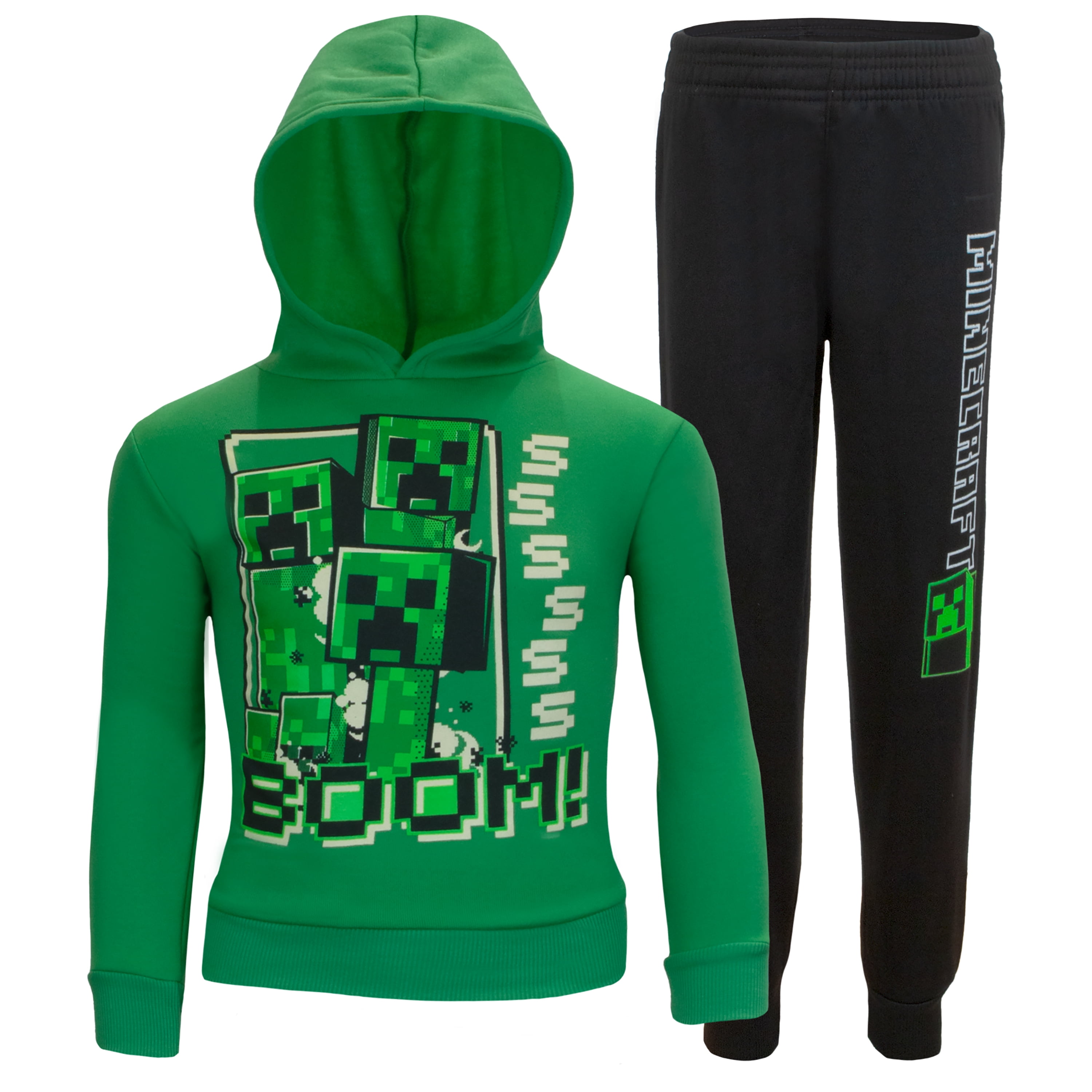 Minecraft Boys 2 Piece Fleece Pants Sets, Pullover Hoodie and Jogger