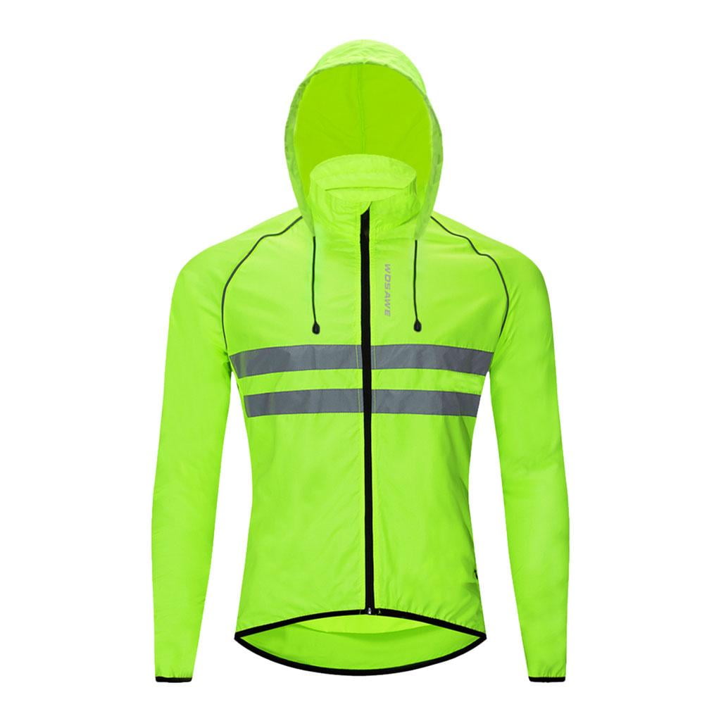 Mens Cycling Windproof Jacket High Visibility Running Top Coat High Visibility 