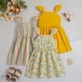 thumbnail image 2 of vigerkar Robes pour Filles Robe pour Tout-Petites Lot de 3 Robe Décontractée de Fête à Imprimé Robe Trapèze Robe d'Été (Jaune, 6-7 Ans), 2 of 4