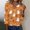 Orange, variant on Halloween Tops for Women Cute Ghost Pumpkin Printed V Neck Quarter Button Long Sleeve Fashion Festival Party Top Multicolor S