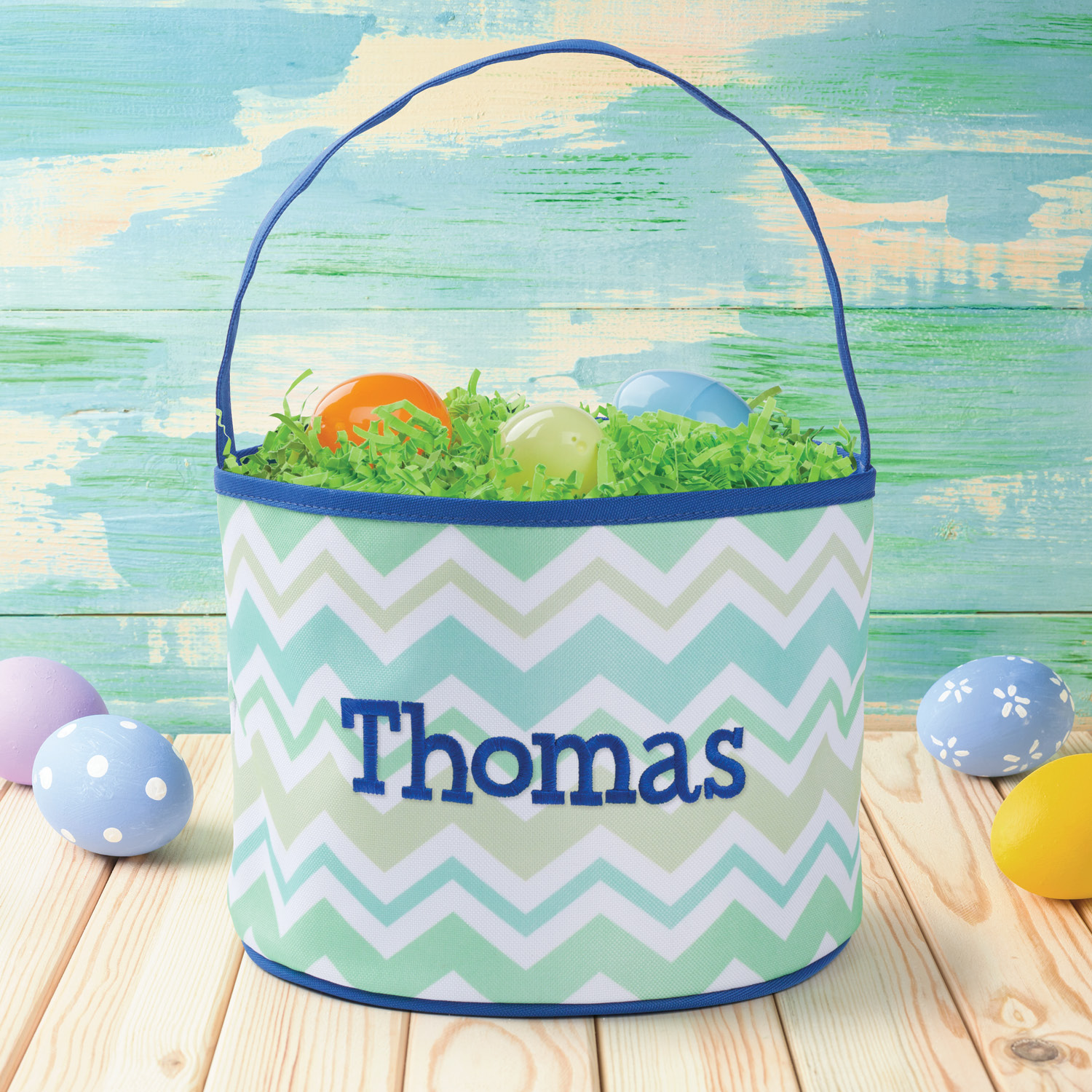 Personalized Blue Bucket Easter Bag – Name