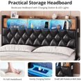 thumbnail image 4 of Amuzer Full Size Floating Bed Frame with Charging Station and LED Lights, Upholstered Platform Bed Frame with Storage Headboard, Black, 4 of 8