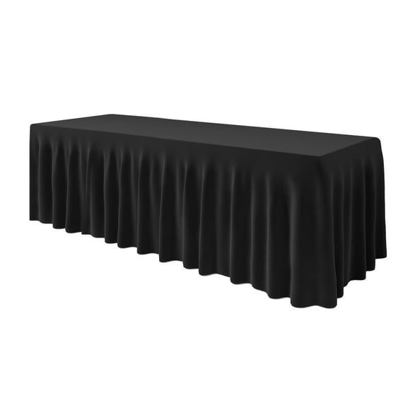 EMART Black Rectangle Table Skirt for 8ft, Spandex Tablecloth Cover for Banquet Wedding Birthday Party