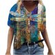 thumbnail image 1 of Camisetas de Cuello en V para las Mujeres Más Talla Impresa de Verano, Suelta Casual Camiseta de Manga Corta para Todas las Estaciones, 1 of 4