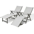 thumbnail image 3 of VREDHOM  Outdoor Portable Folding Chaise Lounge Chairs (Set of 2) - 70" L x 20" W x 14" H Light Grey, 3 of 5