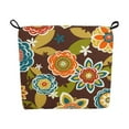 thumbnail image 2 of Blazing Needles 93454-2CH-REO-50 20 x 19 in. Patterned Outdoor Spun Polyester Chair Cushions, Annie Chocolate - Set of 2, 2 of 2