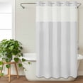 thumbnail image 3 of Pure Light Grey No Hook Shower Curtain Waterproof, Bathroom Curtains with Snap in Liners and See Through Top Window, Simple Solid Color Hotel Style Bathtub Curtains Shower 54"Wx78"L, 3 of 8
