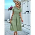 thumbnail image 6 of Women'S Spring Summer Solid Color Elegant Dresses Crewneck Cut Out Maxi Dress Fruit Green L, 6 of 9