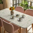 thumbnail image 3 of Sage Green Easter Table Cloths for 6 Foot Rectangle Tables, Spring Vintage Bunny Eggs on Linen Patio Waterproof Elastic Fitted Tablecloths, Washable Rectangular Table Cover for Camping, 3 of 8