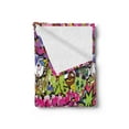 thumbnail image 2 of Urban Graffiti Soft Flannel Fleece Blanket, Arrow Pierced Bubbly Hearts and Skull Detailed Sharp Edged Shapes Street Art, Cozy Plush for Indoor and Outdoor Use, 50" x 70", Multicolor, by Ambesonne, 2 of 5