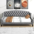 thumbnail image 2 of Tcbosik Upholstered Daybed Twin Size, Velvet Sofa Bed for Small Space, Guest Room, Bedroom, Gray, 2 of 10