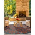 thumbnail image 7 of Unique Loom Outdoor Trellis Collection Area Rug - Tiles (6' 1" Round Blue and Red), 7 of 7