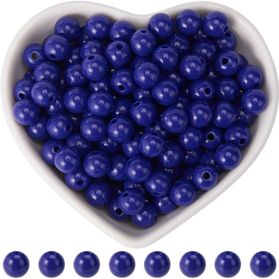 500Pcs 8MM Round Acrylic Beads Smooth Royal Blue Pearl Beads Plastic Round Spacer Beads Gumball Craft Chunky Loose Beads for Jewelry Making Bracelets Necklaces Earrings Supplies DIY Crafts