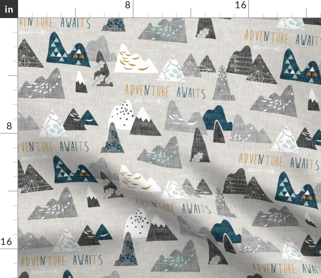 Adventure Awaits Woodland Mountain Micro Fabric Printed by Spoonflower BTY 