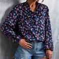 thumbnail image 2 of Moda mujer cuello en V manga larga pulóver vendaje Casual estampado blusa Tops Fridja  czfsfas4129, 2 of 5