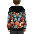 thumbnail image 4 of Xoenoiee Kids Hooded Sweatshirt Long Sleeve Hoodies Pullover Athleticwear Fall Winter Tops with Front Kangaroo Pocket Age 6-16 Years, Retro Floral Butterfly Rose Print, M, 4 of 7