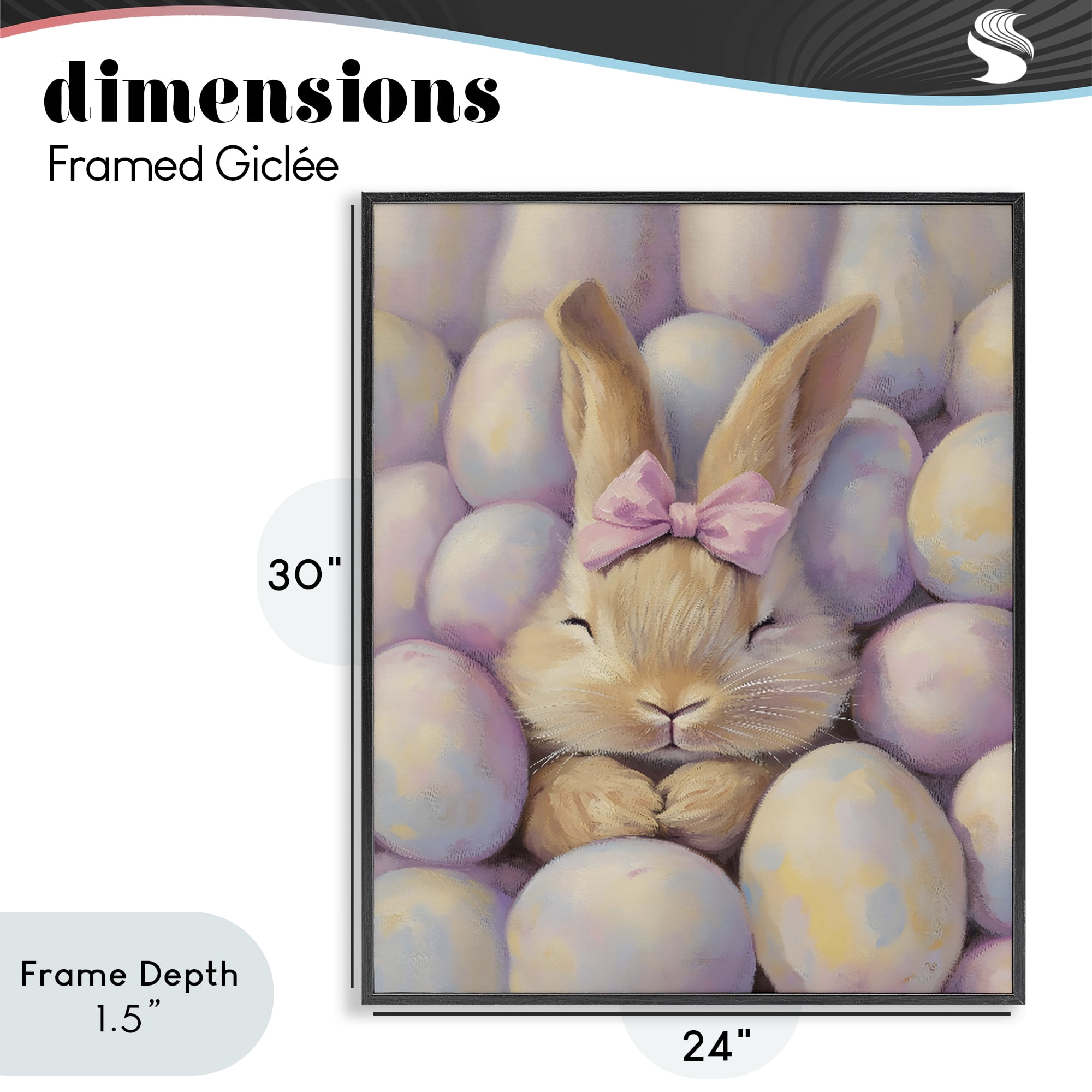 Stupell Industries Easter Bunny Nestled in Eggs Black Framed Giclee Art, design by The Prints Vibe