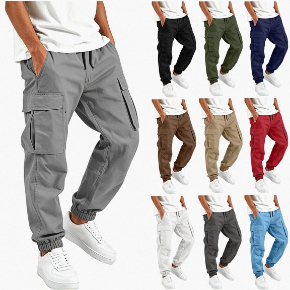 SGFCWSX Boys Cargo Jogger Pants, Tapered Cuff Elastic Waist Casual Trousers with Pockets for Outdoor School Everyday Gray Size 9